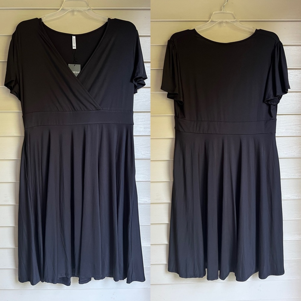 Black Faux Wrap Dress Size 2XL